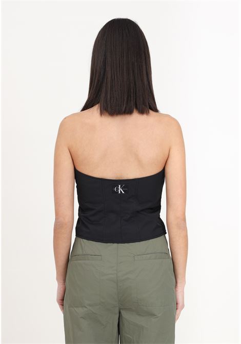 Women's CK black corset top with zip on the front CALVIN KLEIN JEANS | Tops | J20J222613BEHBEH