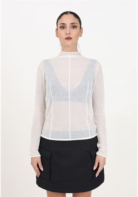 Transparent high neck women's sweater with raised stitching CALVIN KLEIN JEANS | Knitwear | J20J222925YAFYAF