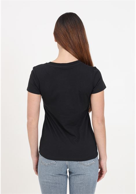 T-shirt da donna nera manica corta con stampa e paillettes CALVIN KLEIN JEANS | J20J222961BEHBEH