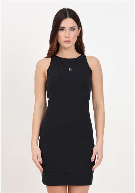 Black women's dress with contrasting Racerback logo print CALVIN KLEIN JEANS | Dresses | J20J223067BEHBEH