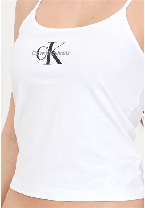 White women's tank top with contrasting logo bras CALVIN KLEIN JEANS | J20J223105YAFYAF