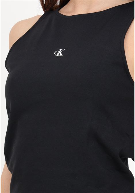 Black women's top with contrasting logo print CALVIN KLEIN JEANS | Tops | J20J223107BEHBEH