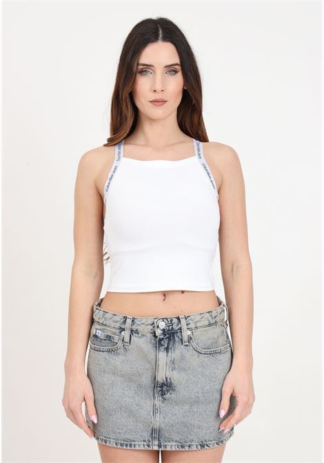 White women's top with logoed elastic straps CALVIN KLEIN JEANS | Tops | J20J223110YAFYAF