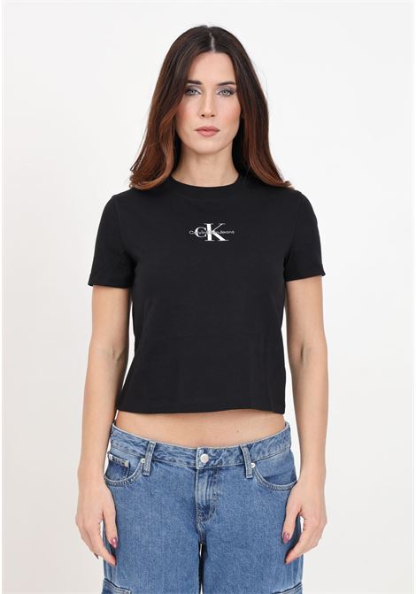 T-shirt da donna nera monologo baby tee slim fit CALVIN KLEIN JEANS | T-shirt | J20J223113BEHBEH