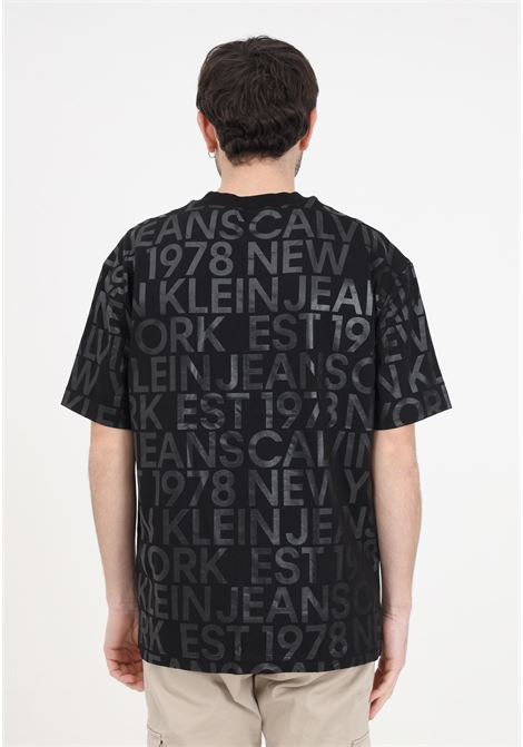 T-shirt nera da uomo con logo all over Tone On Tone Aop CALVIN KLEIN JEANS | T-shirt | J30J3246430GL0GL