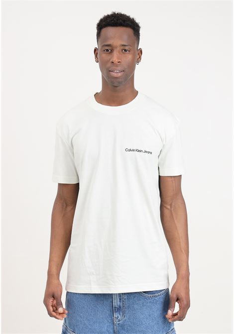 Cream men's t-shirt with black logo lettering CALVIN KLEIN JEANS | T-shirt | J30J324671CGACGA