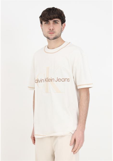 Beige men's t-shirt washed monologue t-shirt CALVIN KLEIN JEANS | T-shirt | J30J324673YBIYBI