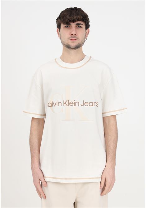 Beige men's t-shirt washed monologue t-shirt CALVIN KLEIN JEANS | T-shirt | J30J324673YBIYBI