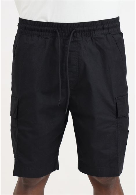 Black men's shorts with logo patch on the front CALVIN KLEIN JEANS | Shorts | J30J325138BEHBEH