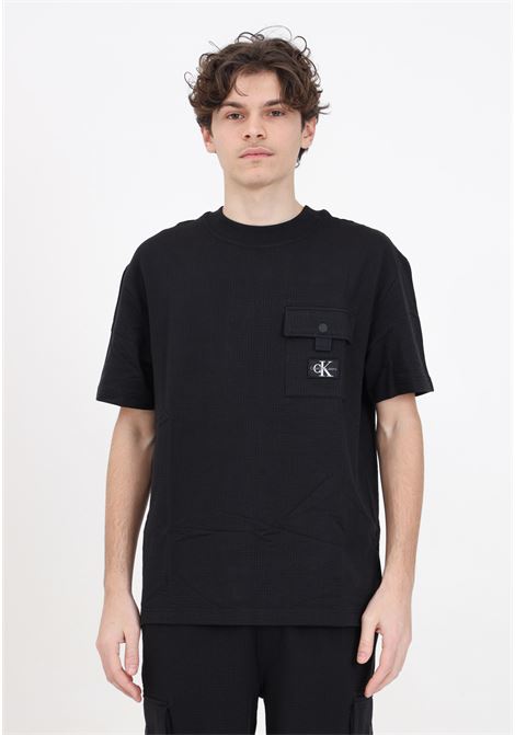 T-shirt da uomo modello 'TEXTURE' in nero CALVIN KLEIN JEANS | J30J325214BEHBEH