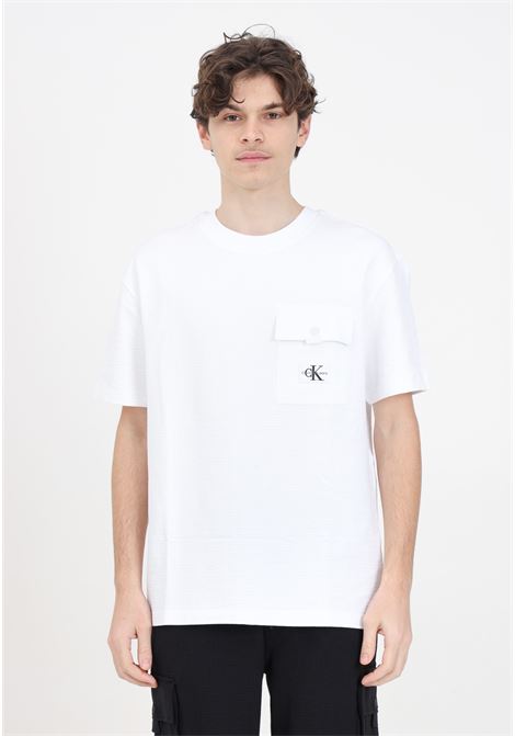 T-shirt da uomo modello 'TEXTURE' in bianco CALVIN KLEIN JEANS | J30J325214YAFYAF
