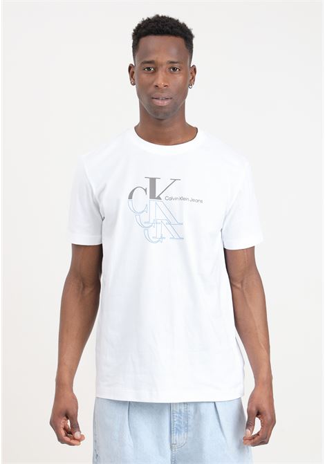 T-shirt bianca da uomo con stampa logo sul davanti CALVIN KLEIN JEANS | T-shirt | J30J325352YAFYAF