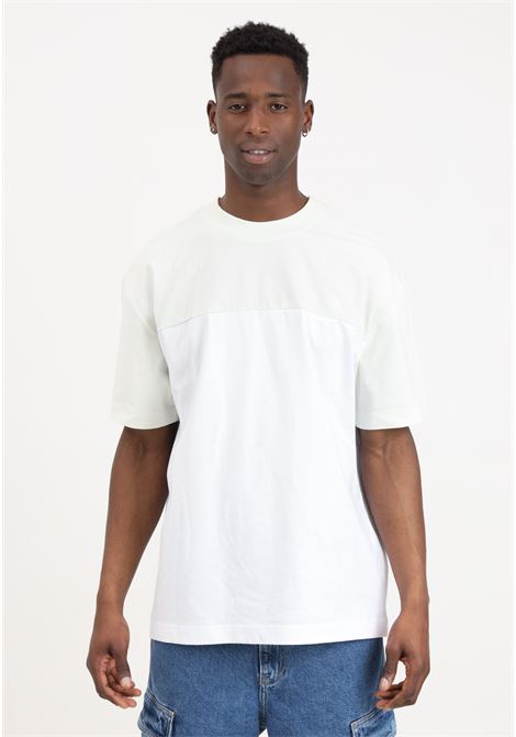 T-shirt da uomo bianca e verde chiaro con ricamo logo sul retro CALVIN KLEIN JEANS | T-shirt | J30J325435YAFYAF