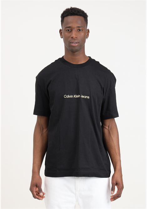 Black men's t-shirt with logo lettering on the front and back CALVIN KLEIN JEANS | T-shirt | J30J325492BEHBEH
