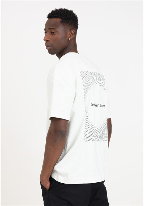 T-shirt da uomo panna con lettering logo sul davanti e sul retro CALVIN KLEIN JEANS | T-shirt | J30J325492CGACGA