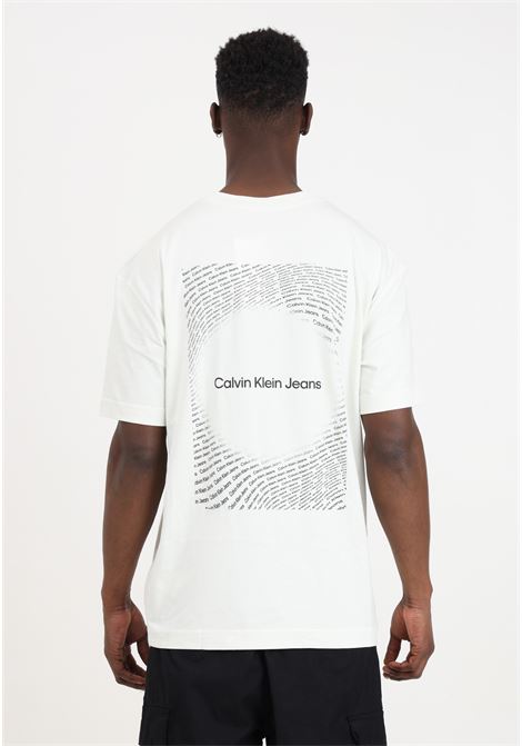 T-shirt da uomo panna con lettering logo sul davanti e sul retro CALVIN KLEIN JEANS | J30J325492CGACGA
