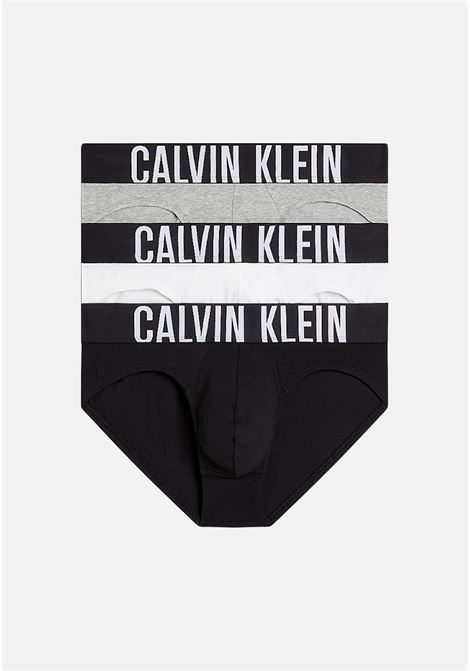 Set of three men's briefs, one black, white and gray with band CALVIN KLEIN | 000NB3607AMP1