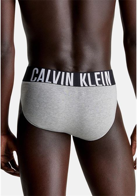 Set of three men's briefs, one black, white and gray with band CALVIN KLEIN | Slip | 000NB3607AMP1