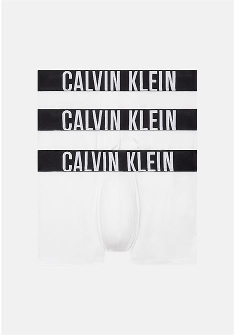 Set da tre boxer bianco e nero da uomo con banda CALVIN KLEIN | 000NB3608A100