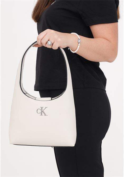 Beige women's bag Minimal Monogram Shoulder bag CALVIN KLEIN | Bags | K60K610843CI2