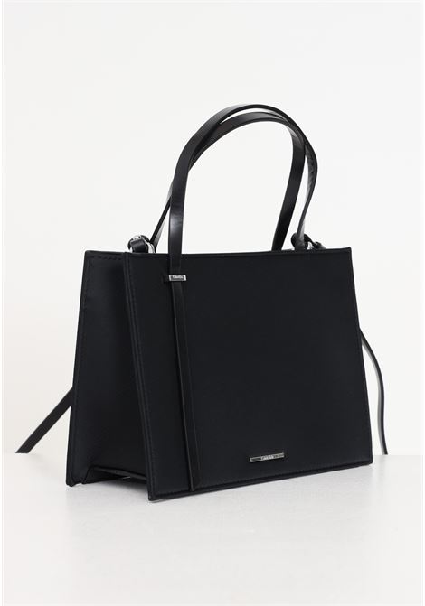Black satin women's bag CK Square Shoulder Bag CALVIN KLEIN | K60K611358BEH