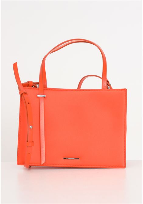 Borsa da donna arancione in satin CK Square Shoulder Bag CALVIN KLEIN | K60K611358SA3
