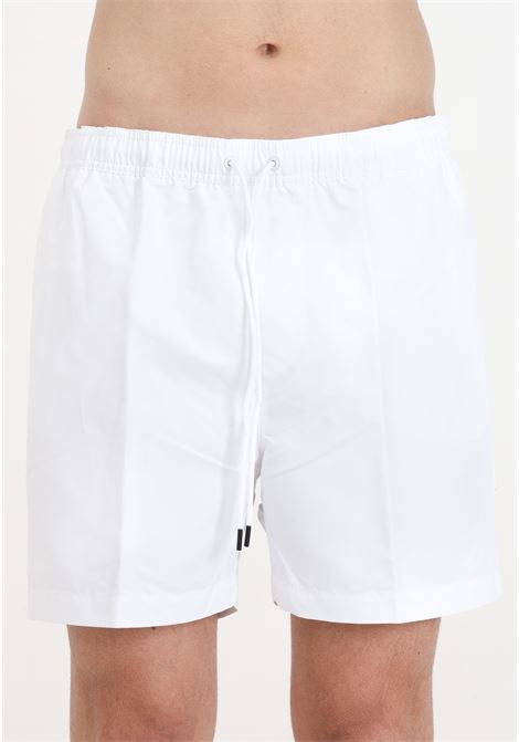 Shorts mare bianco da uomo con bande laterali logate CALVIN KLEIN | Beachwear | KM0KM00958YCD