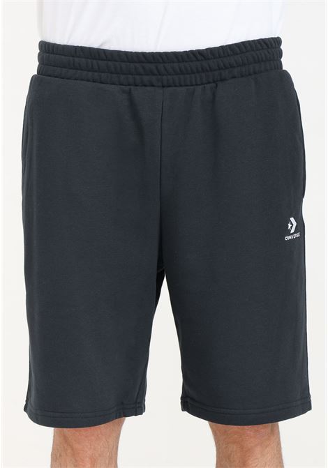 Shorts sportivi nero da uomo con ricamo logo CONVERSE | 10023875-A01.