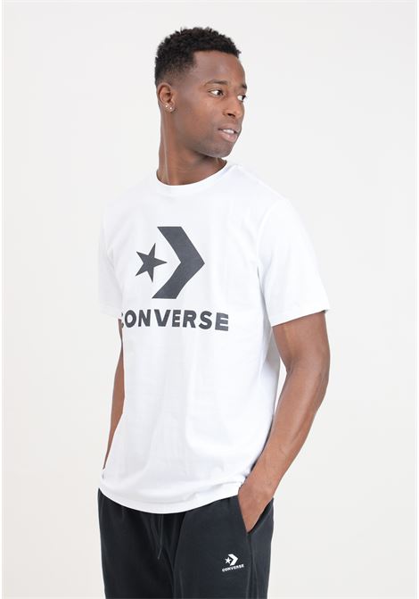 T-shirt da uomo bianca logo star chevron CONVERSE | 10025458-A03.