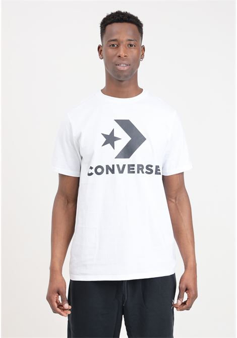 T-shirt da uomo bianca logo star chevron CONVERSE | T-shirt | 10025458-A03.