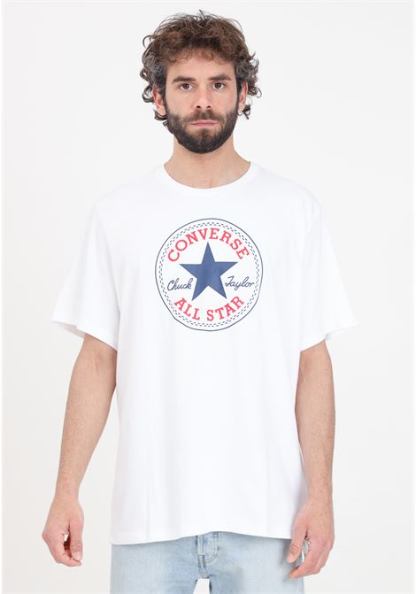 T-shirt bianca con logo frontale da donna CONVERSE | T-shirt | 10025459-A03.