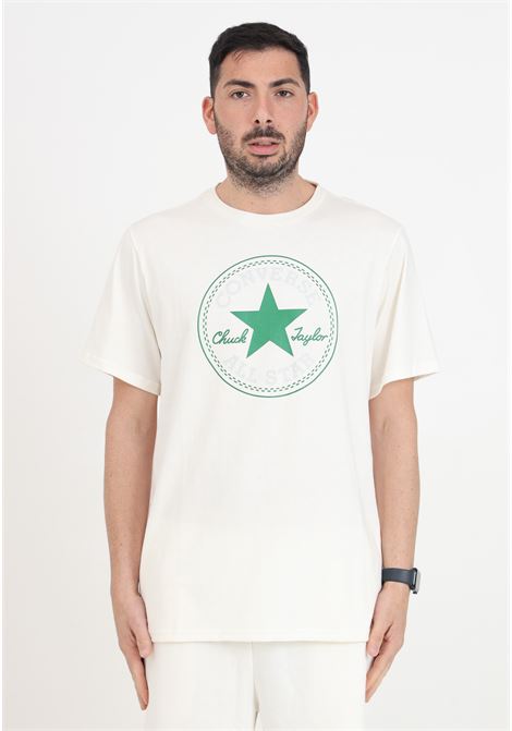 T-shirt a maniche corte bianco panna da uomo con logo all star CONVERSE | 10025459-A23.