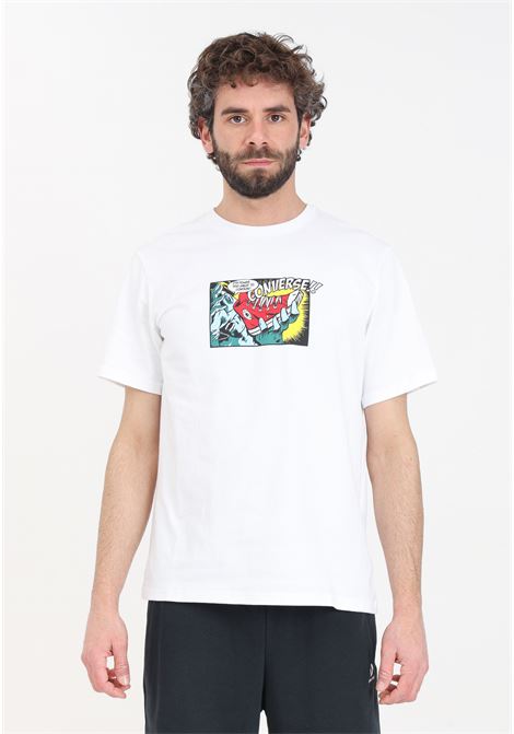 T-shirt da uomo bianca con stampa a colori CONVERSE | T-shirt | 10025978-A02.