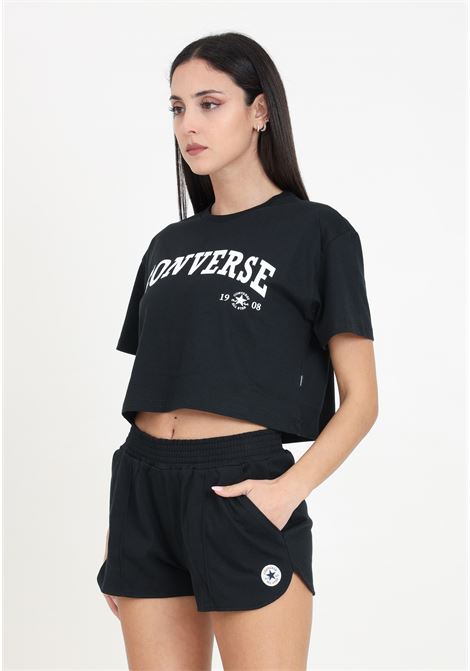 Black women's shorts with logo patch CONVERSE | 10026392-A02.