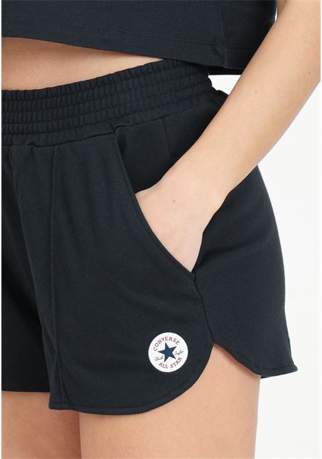 Shorts da donna neri con patch logo CONVERSE | Shorts | 10026392-A02.