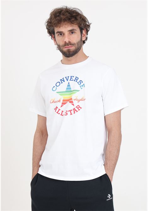 White men's t-shirt with rainbow logo print CONVERSE | 10026454-A01.