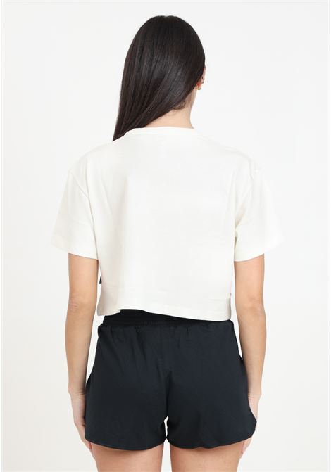 Cream women's crop t-shirt with maxi logo print CONVERSE | T-shirt | 10027151-A03.