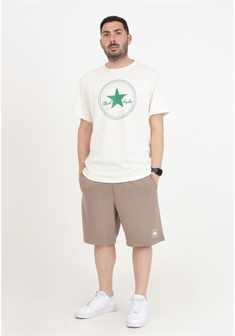 Beige men's sports shorts with rubberized logo CONVERSE | 10027286-A01.