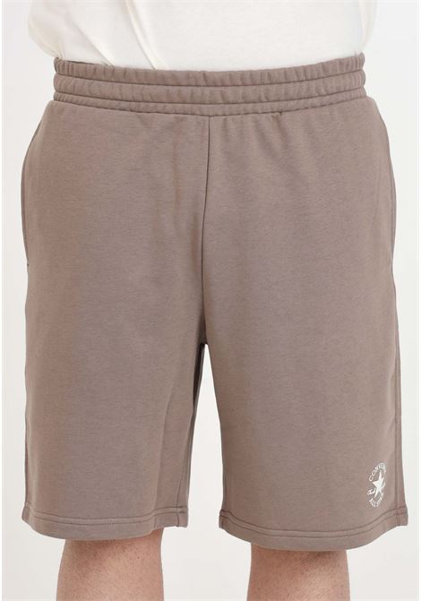Shorts sportivo beige da uomo con logo gommato CONVERSE | Shorts | 10027286-A01.