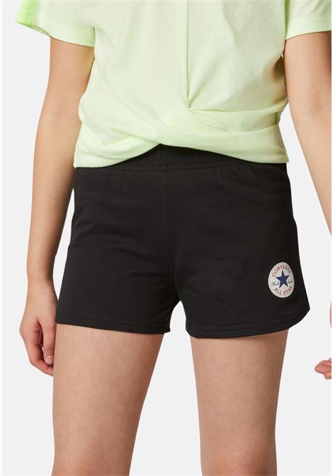 Shorts sportivo nero da bambina con toppa Chuck Taylor CONVERSE | Shorts | 469025023