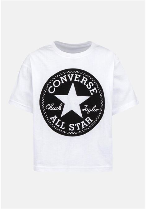 T-shirt bambino bambina bianca con stampa logo CONVERSE | 469787001