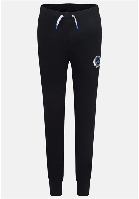 Pantaloni da bambino bambina neri con strisce laterali bianche e grigie CONVERSE | 9CF297023