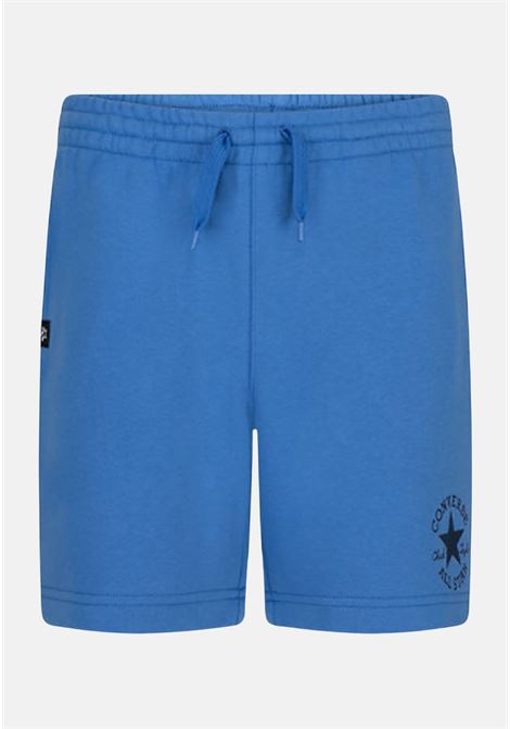 Blue boy shorts with logo print on black CONVERSE | Shorts | 9CF312BIR