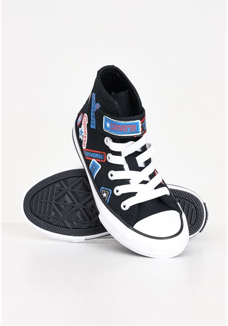 CTAS 1V HI black baby girl sneakers with allover print CONVERSE | Sneakers | A06356C.