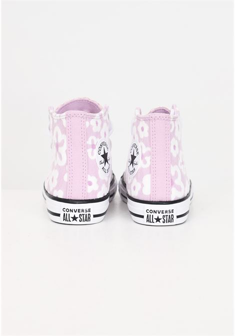 Sneakers CTAS EVA LIFT HI da bambina viola con fiori bianchi CONVERSE | Sneakers | A08117C.