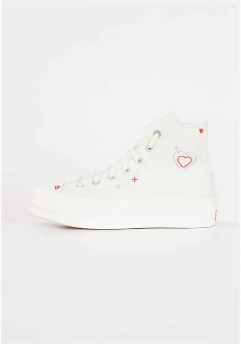 Sneakers donna bianca con cuori Chuck Taylor All Star Lift Platform Y2K Heart High Top CONVERSE | Sneakers | A09114C.