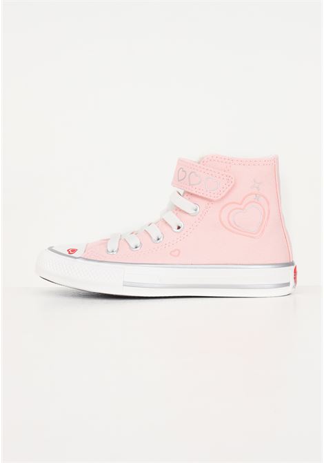 Sneakers da bambina rosa con strappo e cuoricini CTAS 1V HI CONVERSE | Sneakers | A09119C.