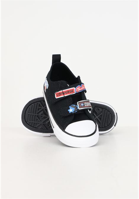 Sneakers neonato nere con stampe logo CONVERSE | a06359c.