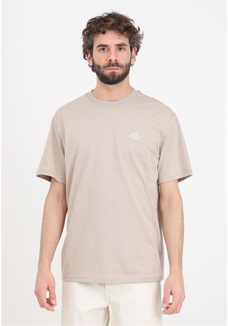 Beige men's T-shirt with contrasting logo embroidery on the chest DIckies | DK0A4YAISS01SS01