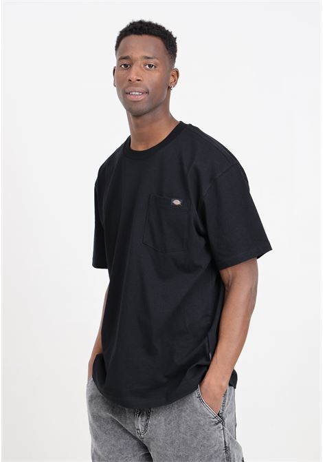 Black men's T-shirt with chest pocket with logo patch DIckies | T-shirt | DK0A4YFCBLK1BLK1